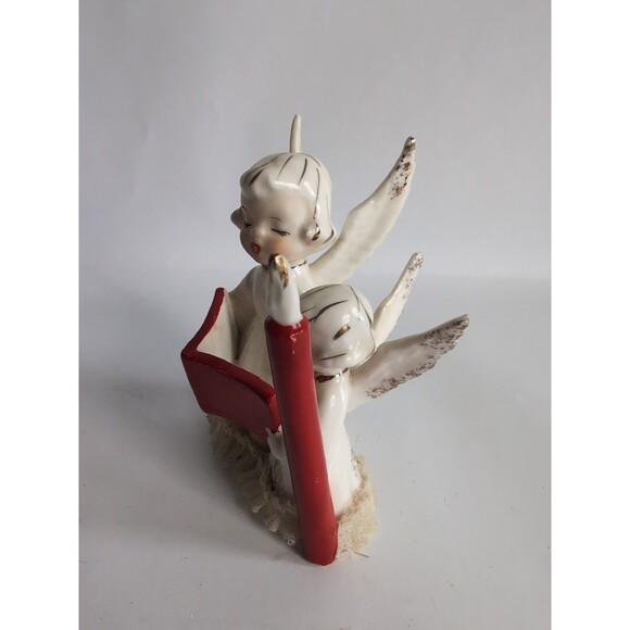 VTG  Angel Figurine Christmas Mother Child Big Candle Book Japan MCM - Picture 3 of 7